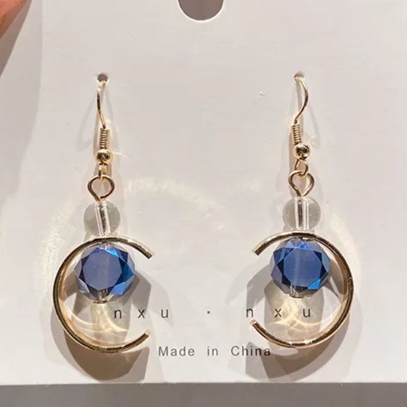 Other - NEW! Lovely Blue & Gold Gem Dangle Earrings - Fun! Perfect Gift!